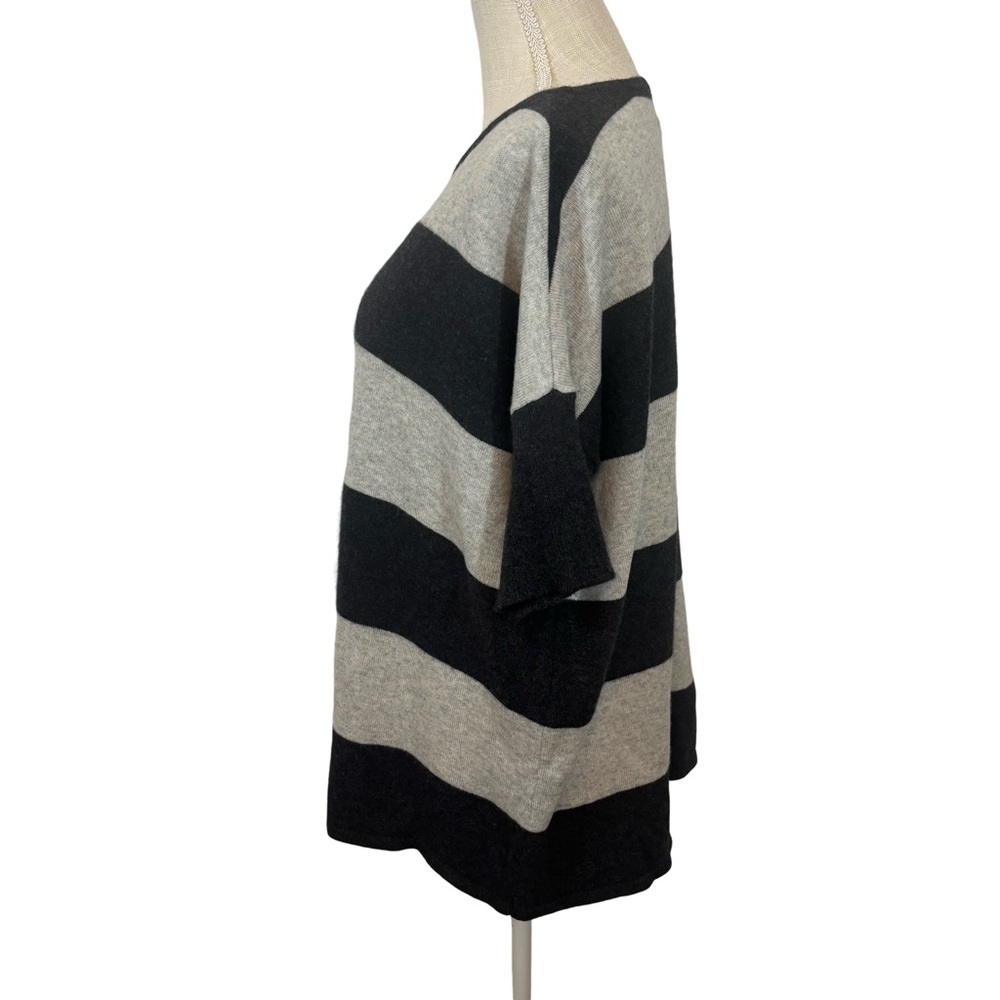 Design History Pure Cashmere Lux Gray Black Stripe Sweater Size S Oversized - Picture 3 of 9